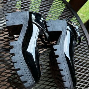 Black Chunky Heel Women's Shoes